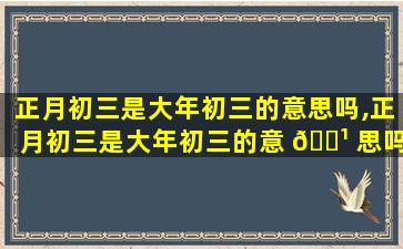 正月初三是大年初三的意思吗,正月初三是大年初三的意 🌹 思吗为什么